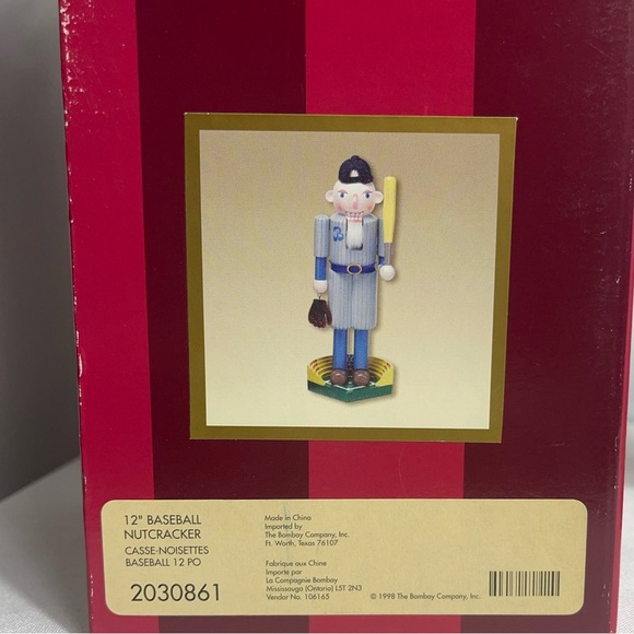The Bombay Co. Vintage 1998 "Slugger" Baseball Nutcracker 12"X4.5"X4.5" - Picture 3 of 15